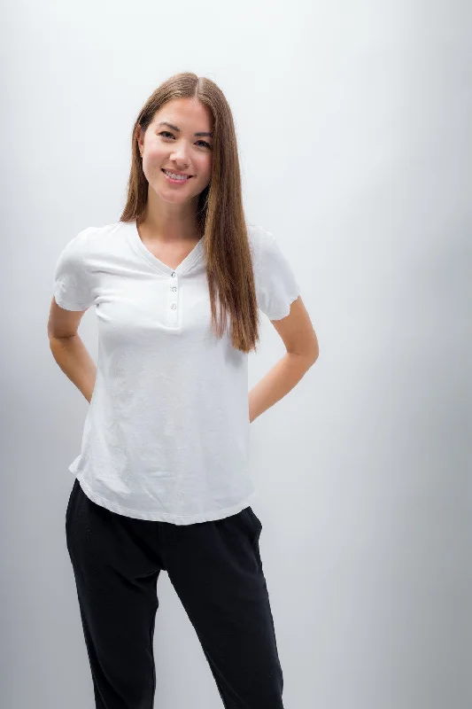 Natalie | Women's Anti-Stain Linen Cotton Blend Henley Top