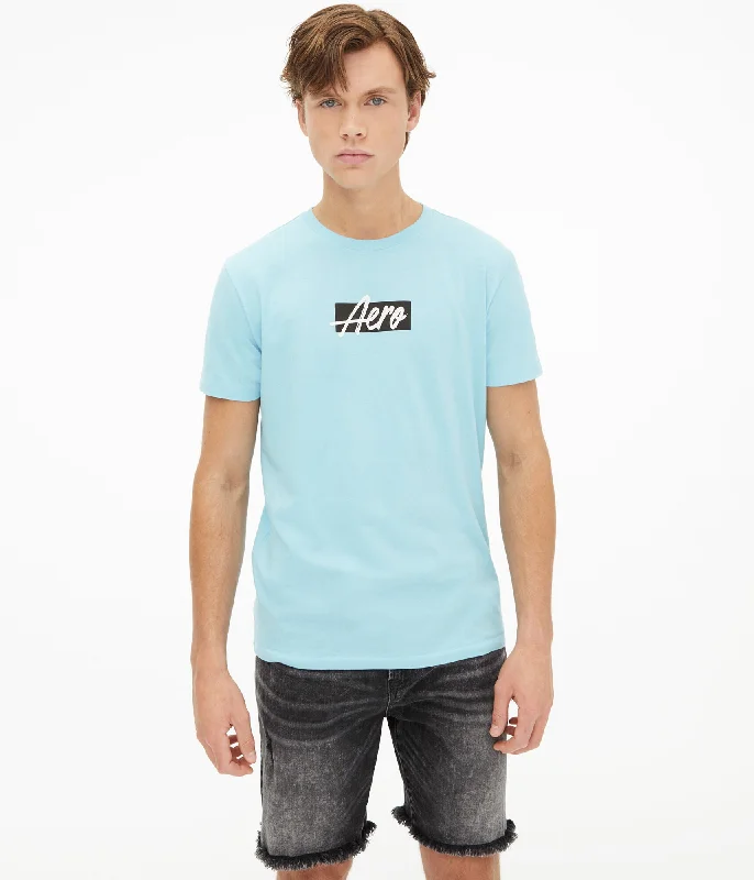 Aeropostale Men's Script Box Logo Graphic Tee