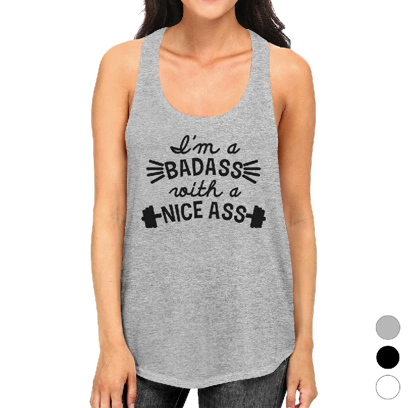 Bad Nice Ass Womens Funny Workout Tank Top Cotton Sleeveless Shirt