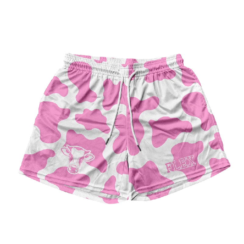 Basic Mesh Short - Pink Cow Print