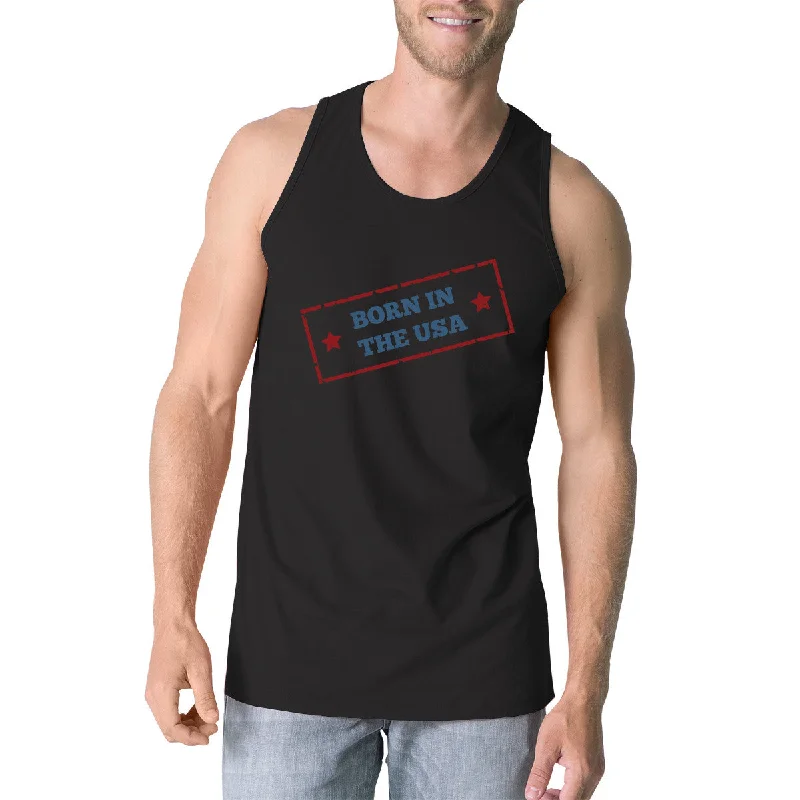 Born In The USA Black Unique Graphic Tank Top For Men Gift Ideas