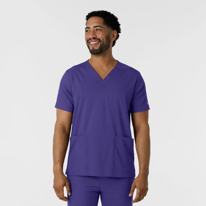 Boundless Men's Multi Pocket V-Neck Scrub Top - Grape