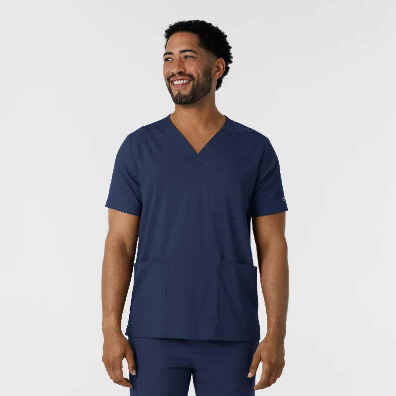 Boundless Men's Multi Pocket V-Neck Scrub Top - Navy