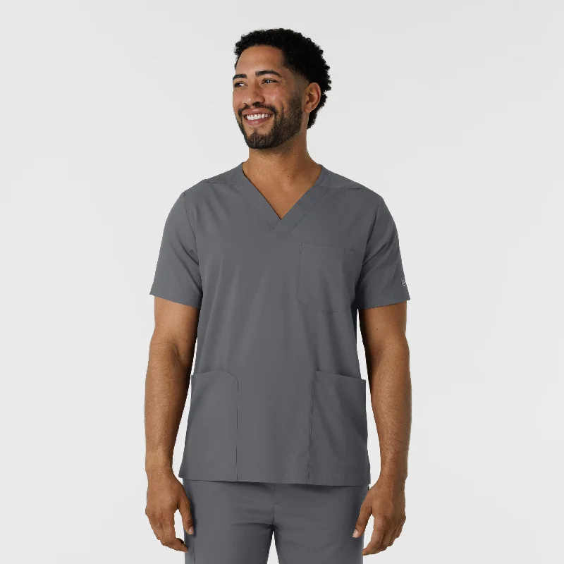 Boundless Men's Multi Pocket V-Neck Scrub Top - Pewter