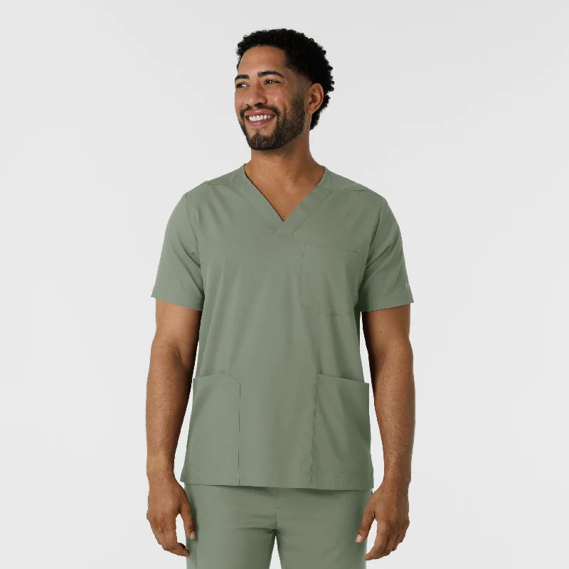 Boundless Men's Multi Pocket V-Neck Scrub Top - Sage