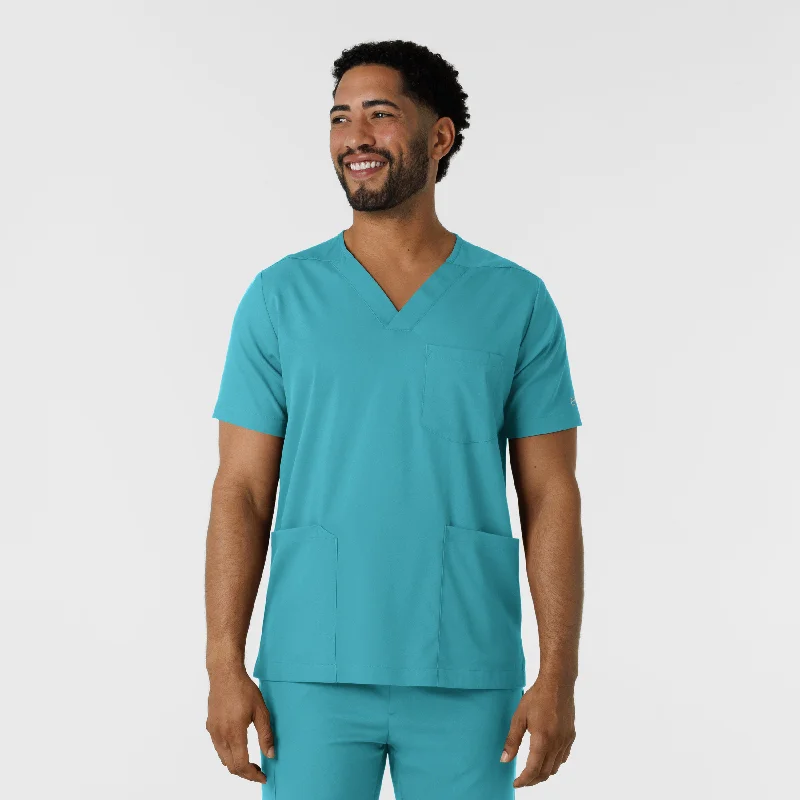 Boundless Men's Multi Pocket V-Neck Scrub Top - Teal