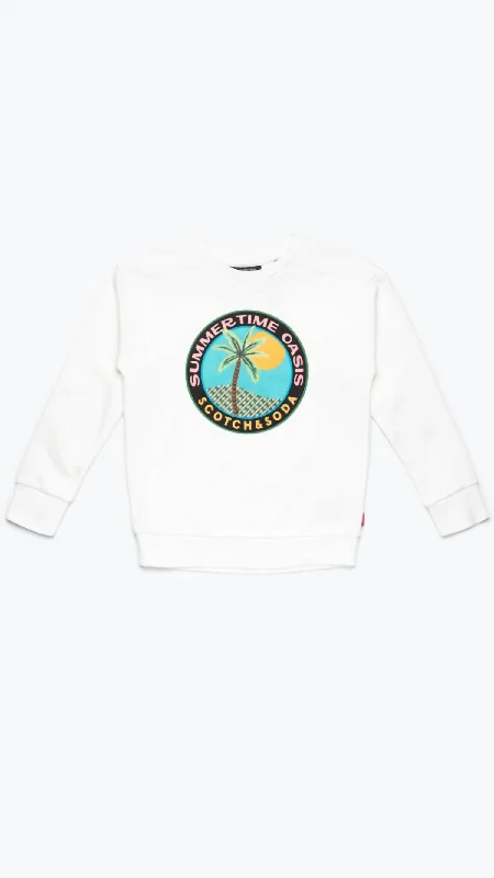 Boys - Boxy-Fit Artwork Sweatshirt In Off White