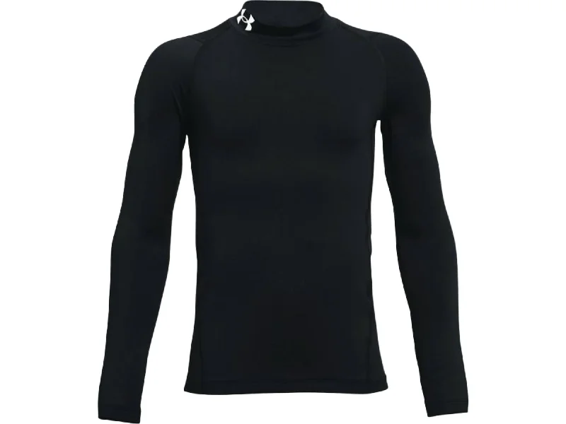 Boys' Coldgear Armour Mock Long Sleeve Shirt In Black/white