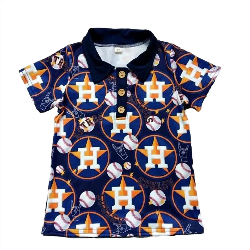 Boy's Polo Astros Shirt In Navy