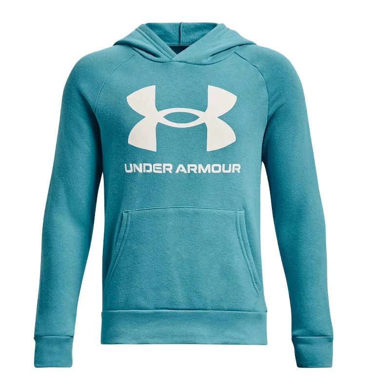 Boys' Rival Fleece Big Logo Hoodie In Glacier Blue/onyx White