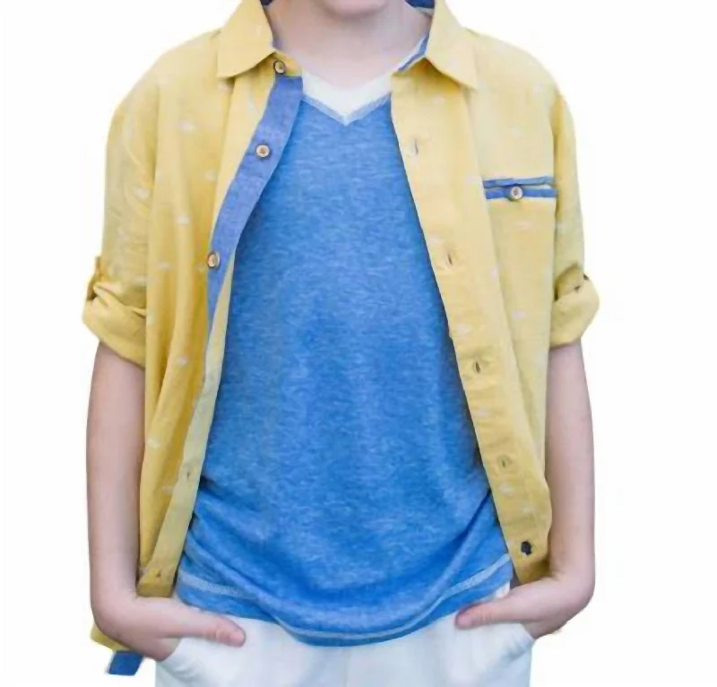 Boy's Shirt In Yellow Gator