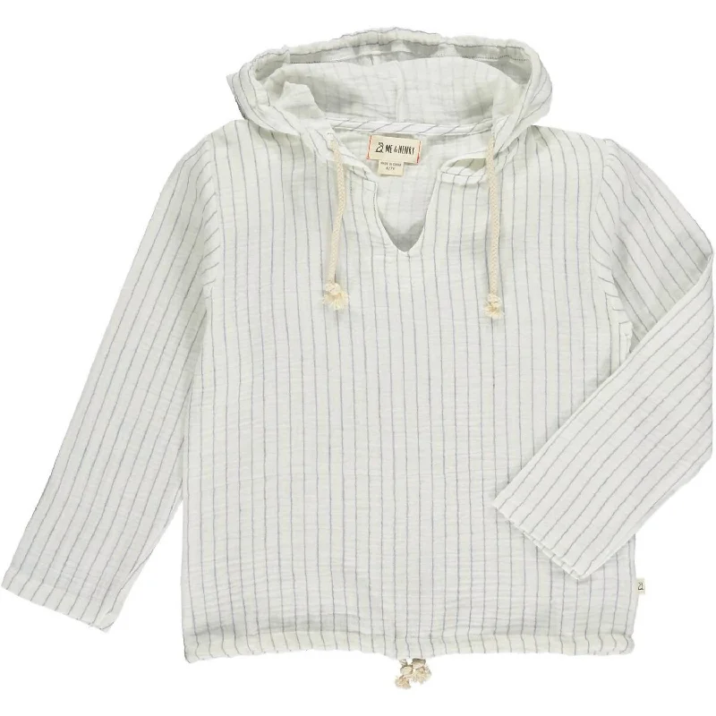 Boys St Ives Gauze Hooded Top In White