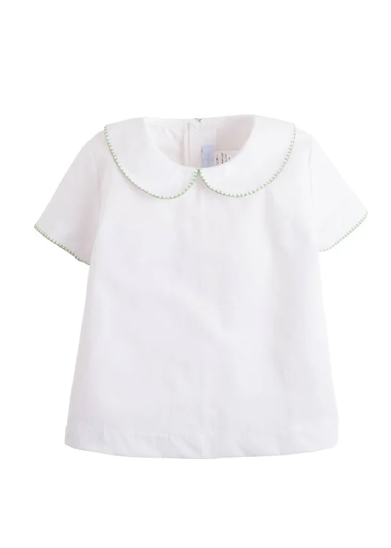 Boys' Whipstitch Day Shirt In White/green