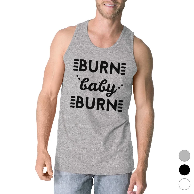 Burn Baby Mens Funny Work Out Lightweight Tank Top Gym Fitness Gift