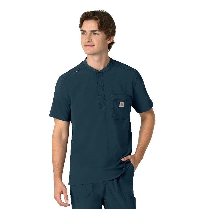 Carhartt Force Cross-Flex Men's Henley Scrub Top - Navy