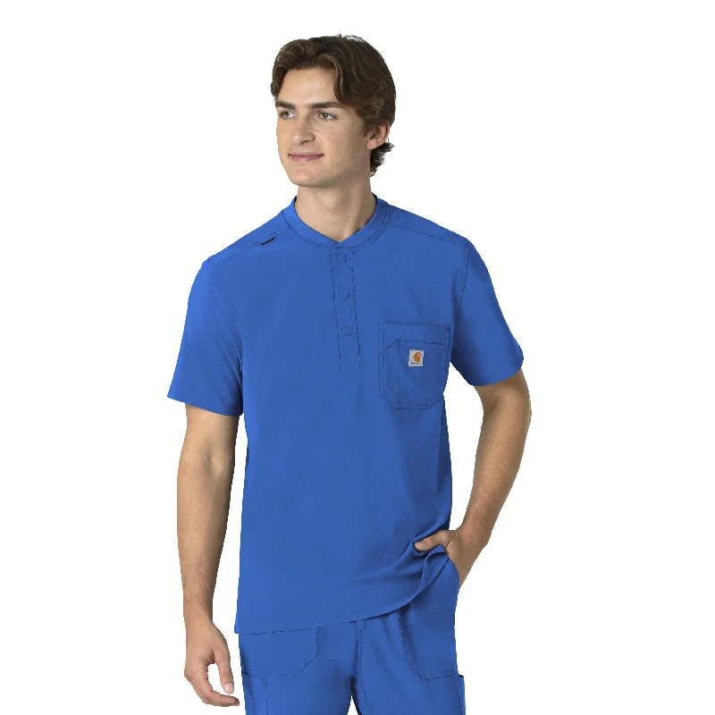 Carhartt Force Cross-Flex Men's Henley Scrub Top - Royal