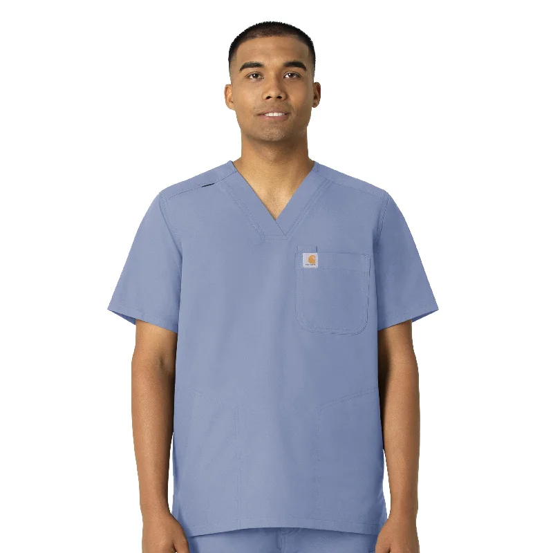 Carhartt Force Essentials Men's V-Neck Shirttail Scrub Top - Ceil Blue