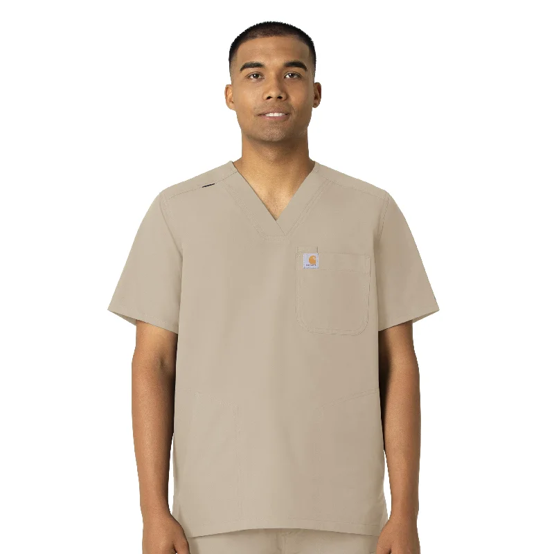 Carhartt Force Essentials Men's V-Neck Shirttail Scrub Top - Khaki