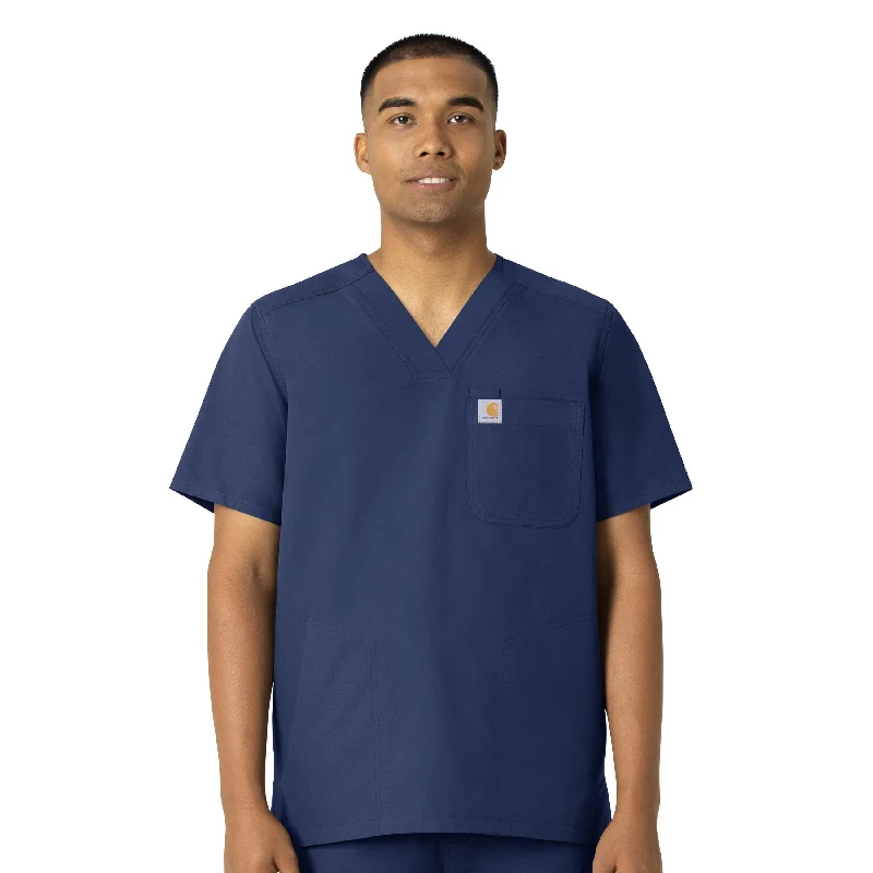 Carhartt Force Essentials Men's V-Neck Shirttail Scrub Top - Navy