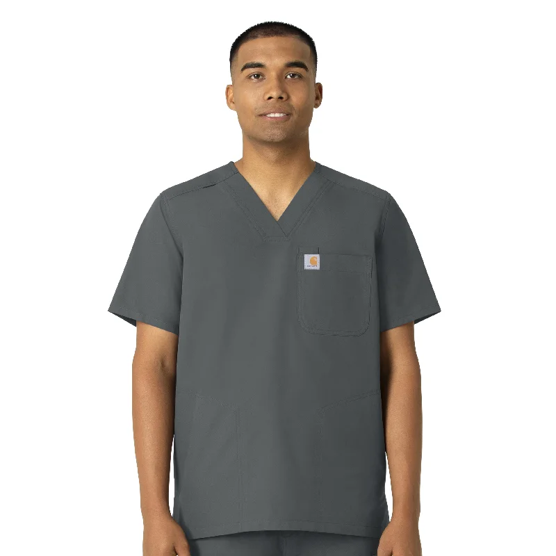 Carhartt Force Essentials Men's V-Neck Shirttail Scrub Top - Pewter