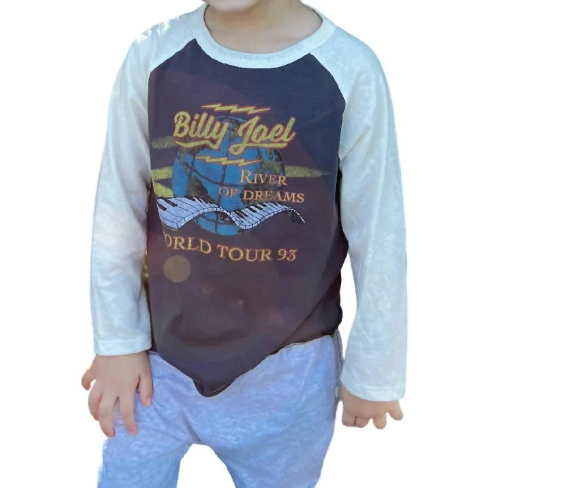 Kids Billy Joel Recycled Raglan Tee In Black