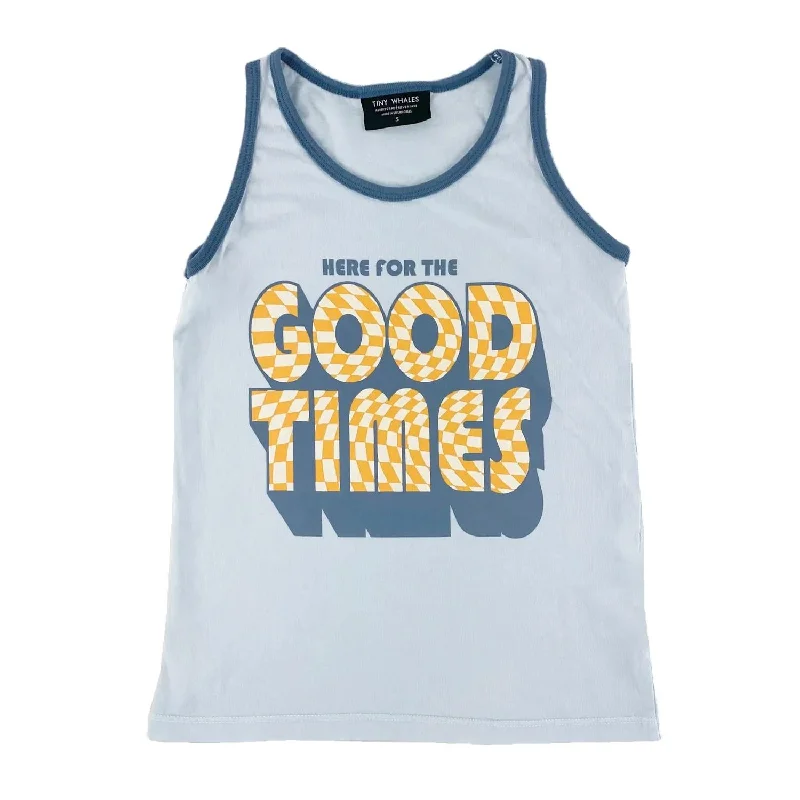 Kids Here For The Good Times Tank In Sky Blue