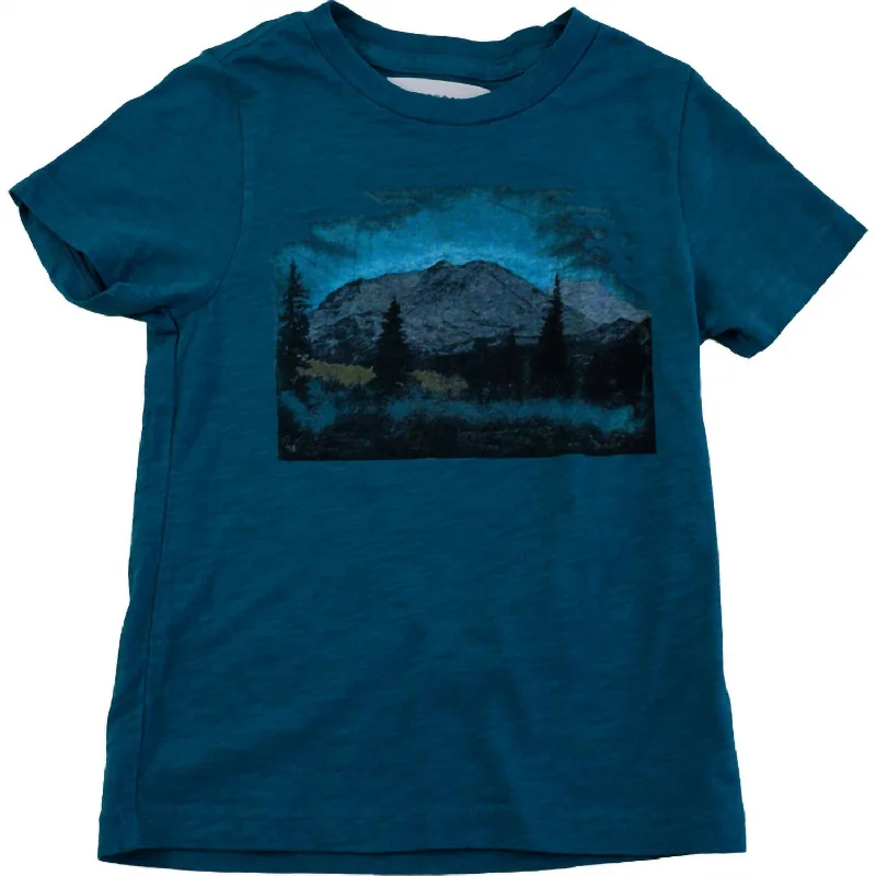 Kid's Mountain Crew Tee In Teal