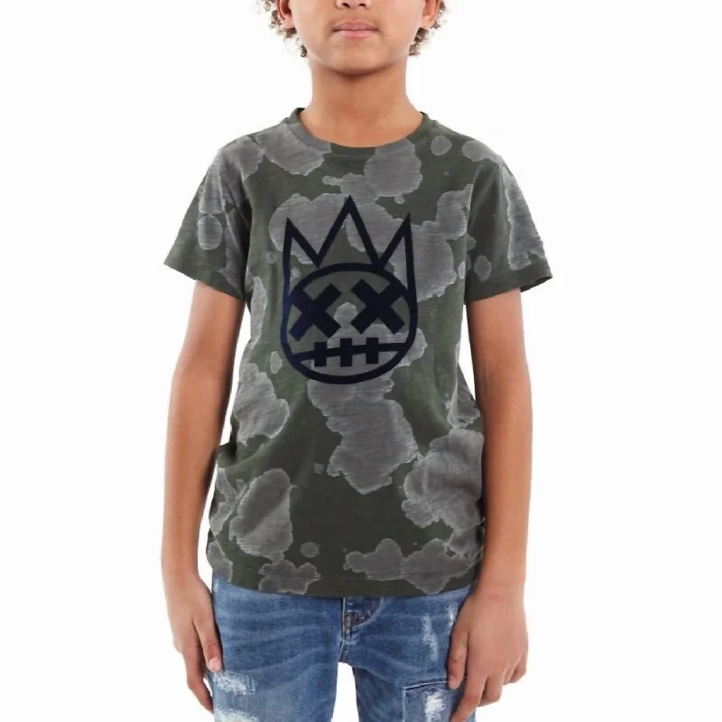 Kid's Shimuchan Flocking Graphic T-Shirt In Green