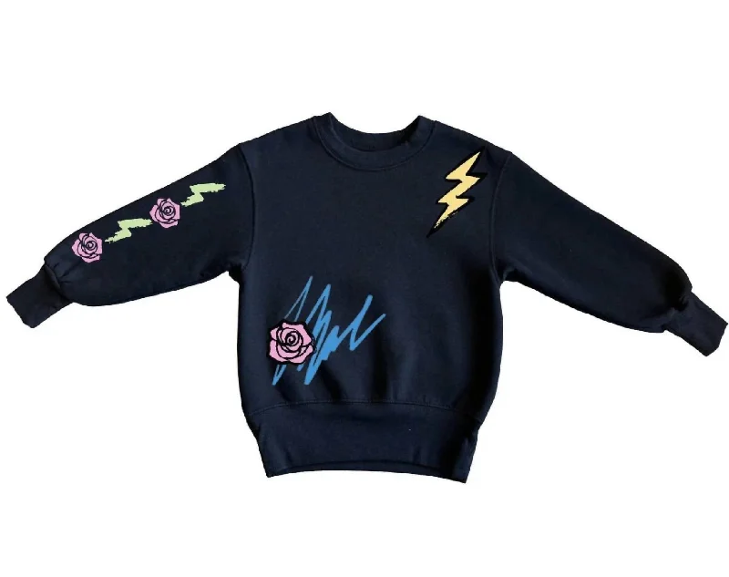 Kids' Stones Crew Sweatshirt In Jet Black