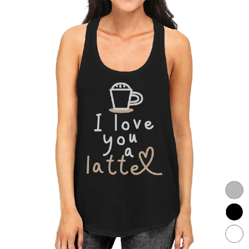 Love A Latte Womens Funny Graphic Workout Gym Tank Top Racerback