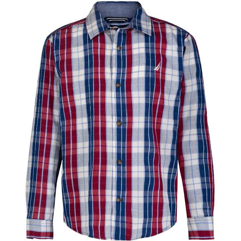 Nautica Boys' Blues Long Sleeve Plaid Shirt (8-20)