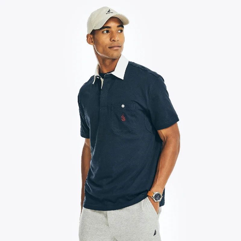 Nautica Mens Relaxed Fit Logo Pocket Polo