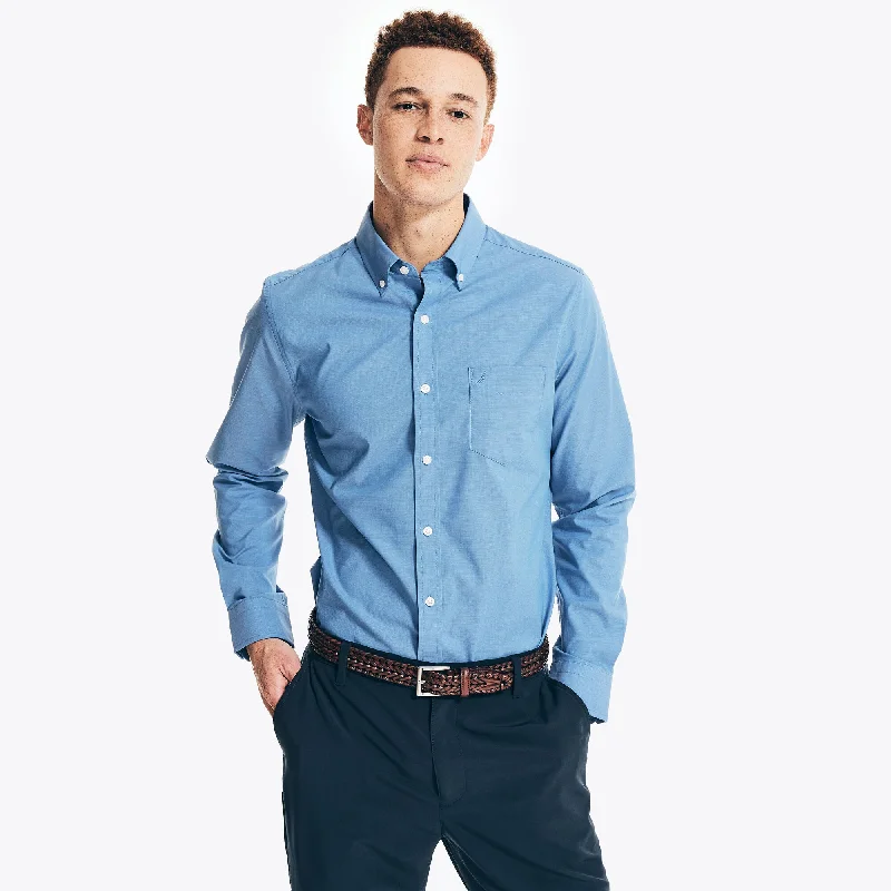 Nautica Mens Wrinkle-Resistant Wear To Work Poplin Shirt