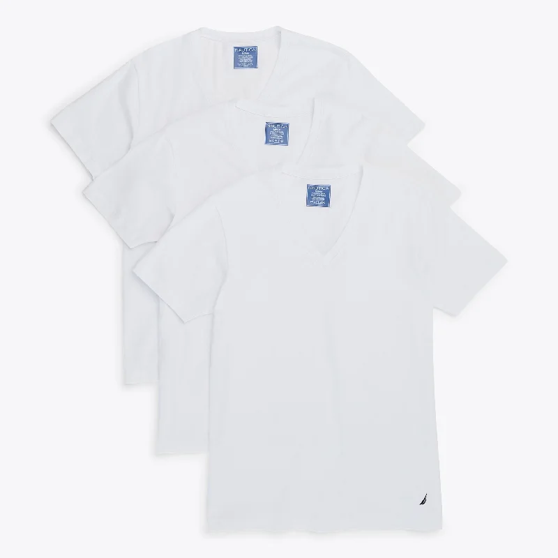 Nautica Mens V-Neck T-Shirts, 3-Pack