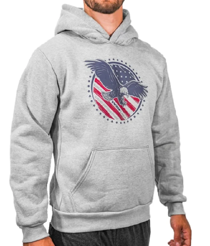 Heavy Weight Hoodie "Land of The Free" Flag Print 692PHHLAND