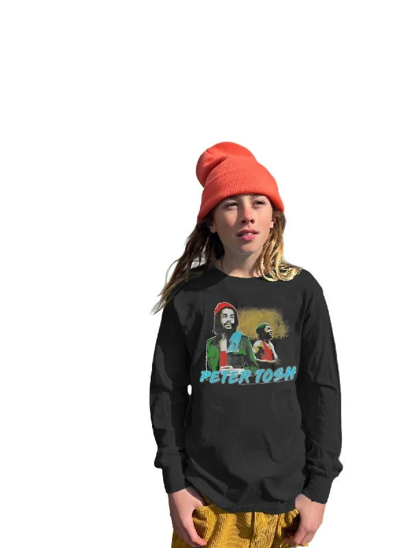 Peter Tosh Organic Long Sleeve Tee In Jet Black