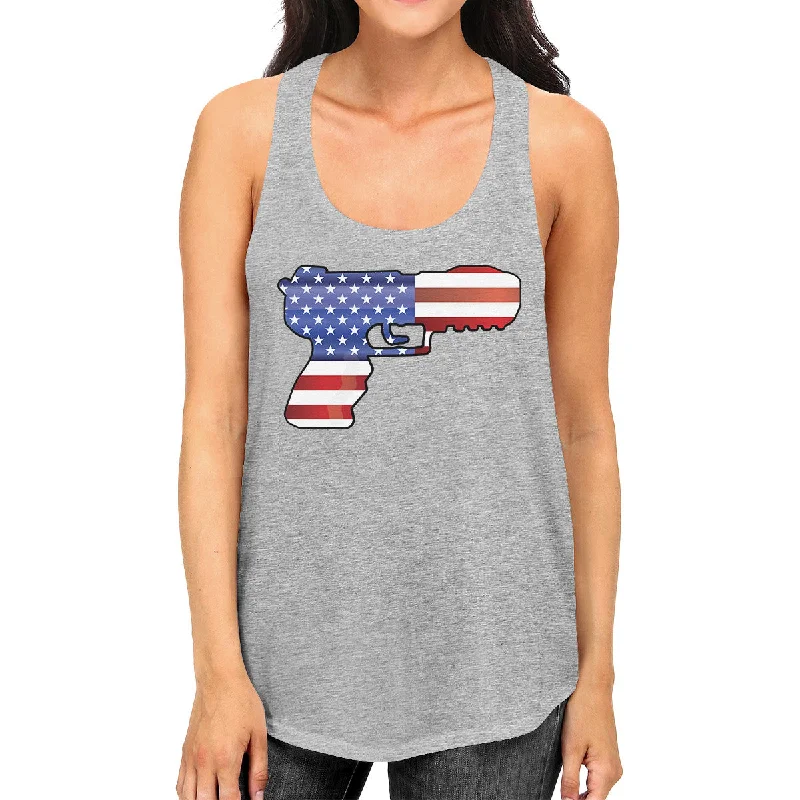 Pistol Shaped Flag Unique Design Womens Racerback Graphic Tank Top