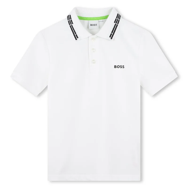 White Logo Polo