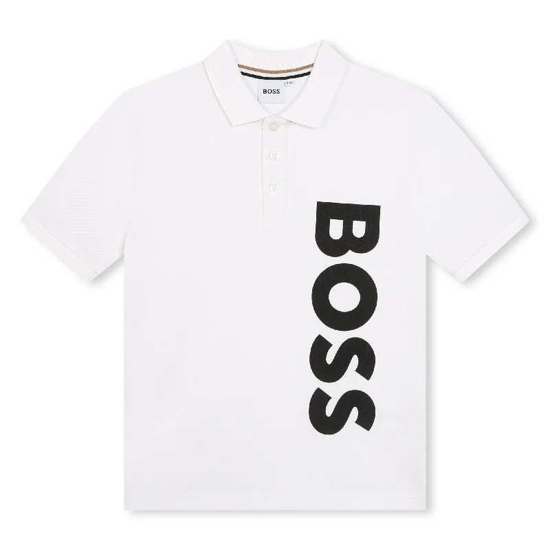 White Logo Polo