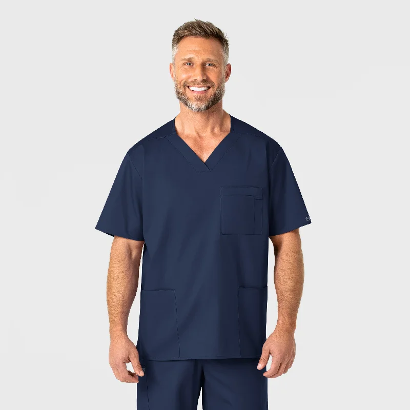 WonderWORK Men's V-Neck Scrub Top - Navy