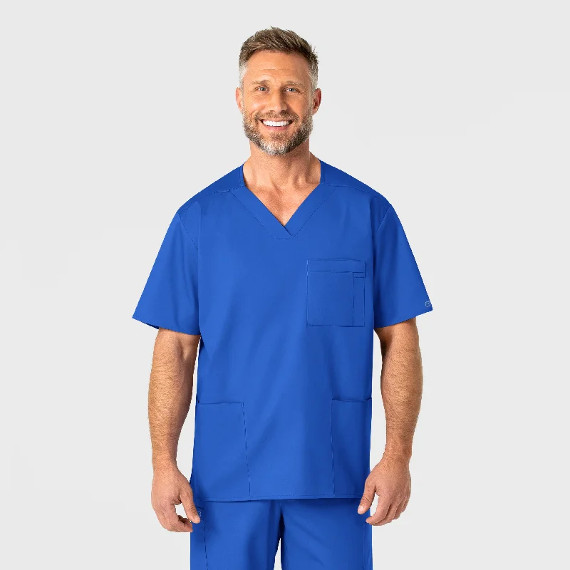 WonderWORK Men's V-Neck Scrub Top - Royal