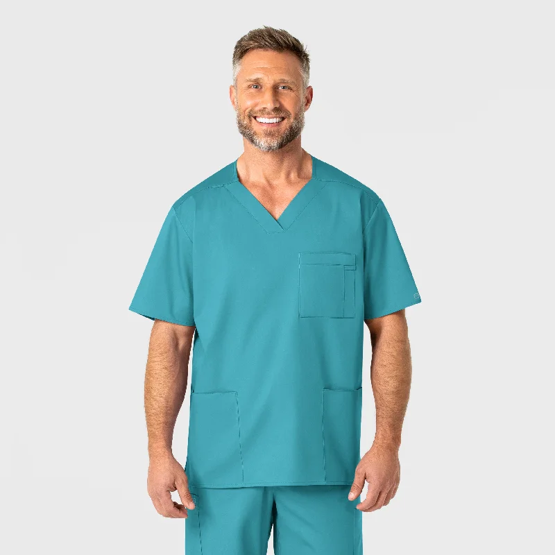 WonderWORK Men's V-Neck Scrub Top - Teal Blue