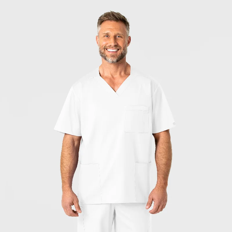 WonderWORK Men's V-Neck Scrub Top - White