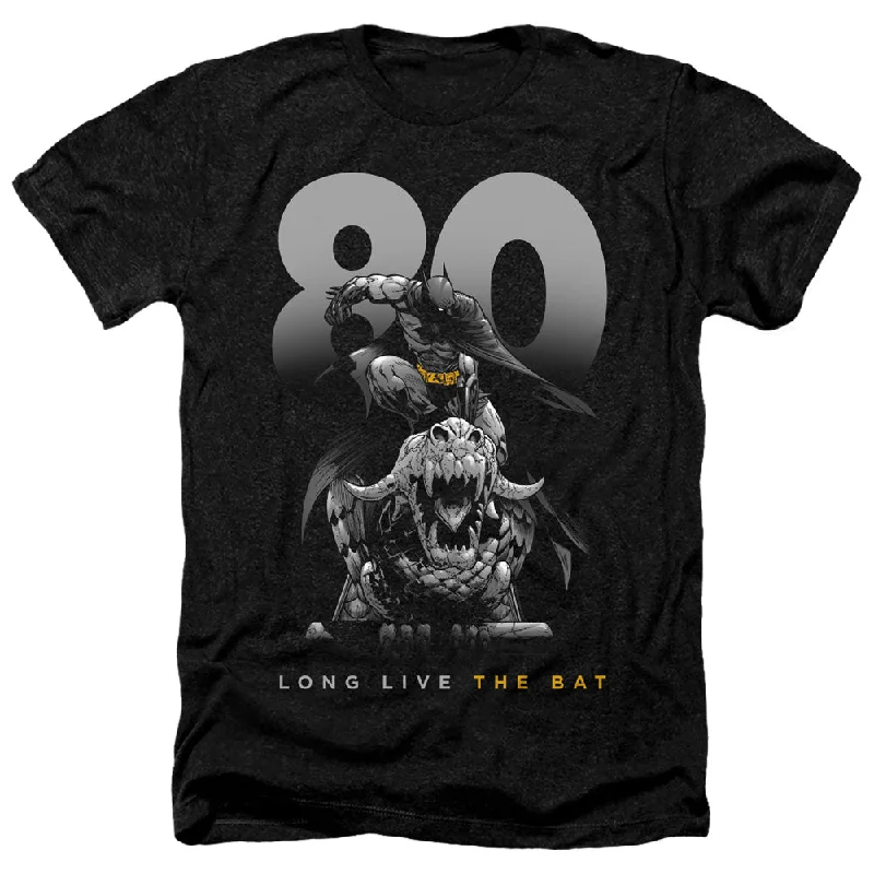 Batman Heather T-Shirt 80 Years Long Live The Bat Black Tee