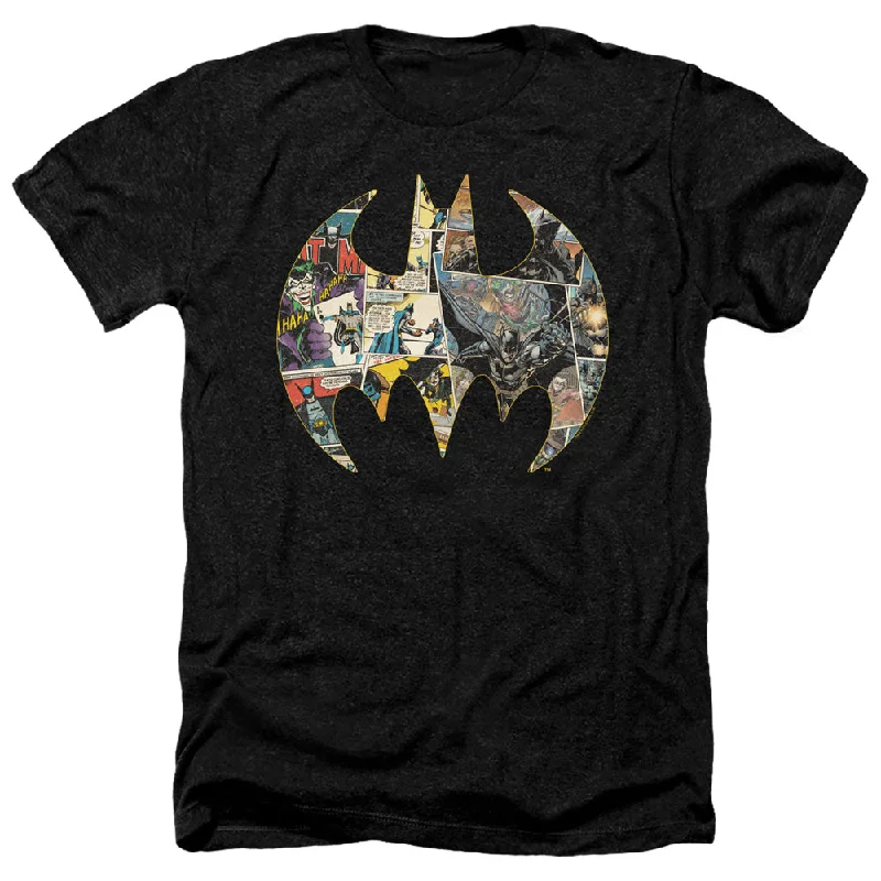 Batman Heather T-Shirt Collage Shield Black Tee