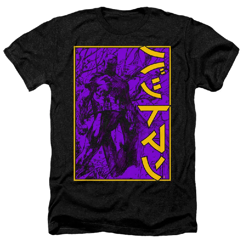 Batman Heather T-Shirt Kanji Framed Black Tee