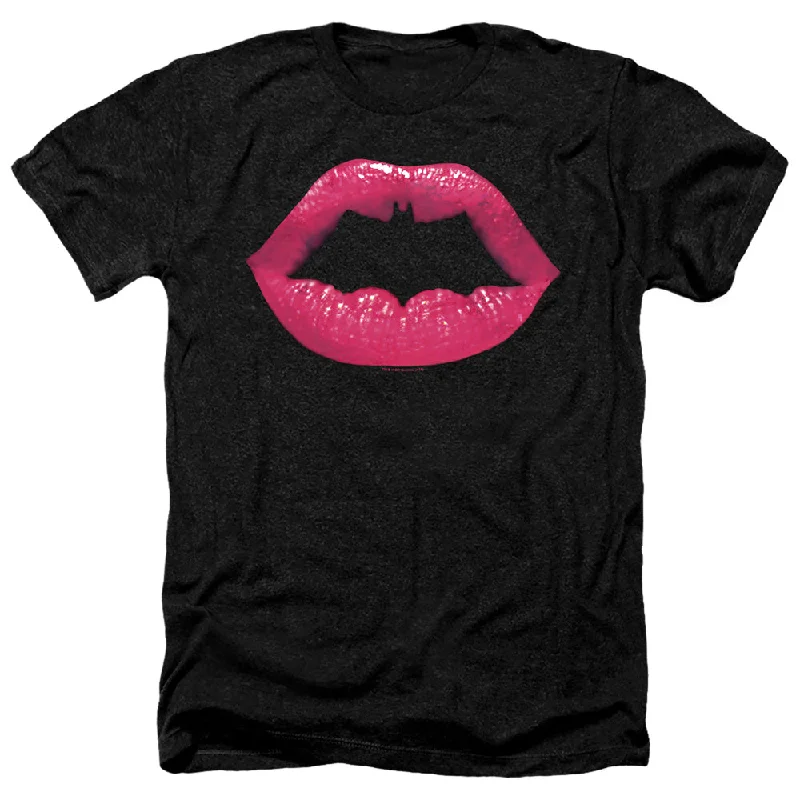 Batman Heather T-Shirt Kiss Logo Black Tee