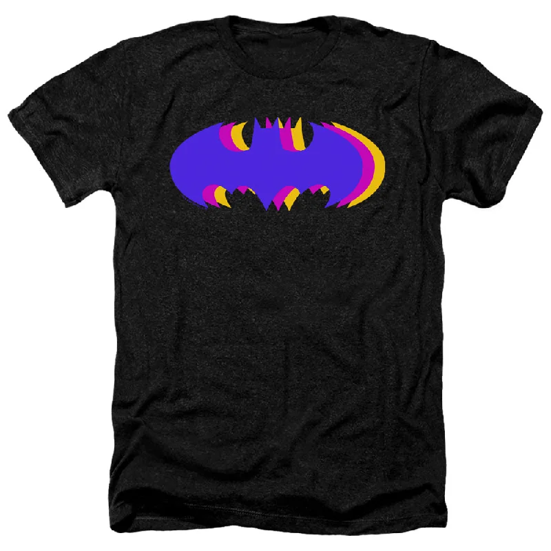 Batman Heather T-Shirt Tri Colored Logo Black Tee