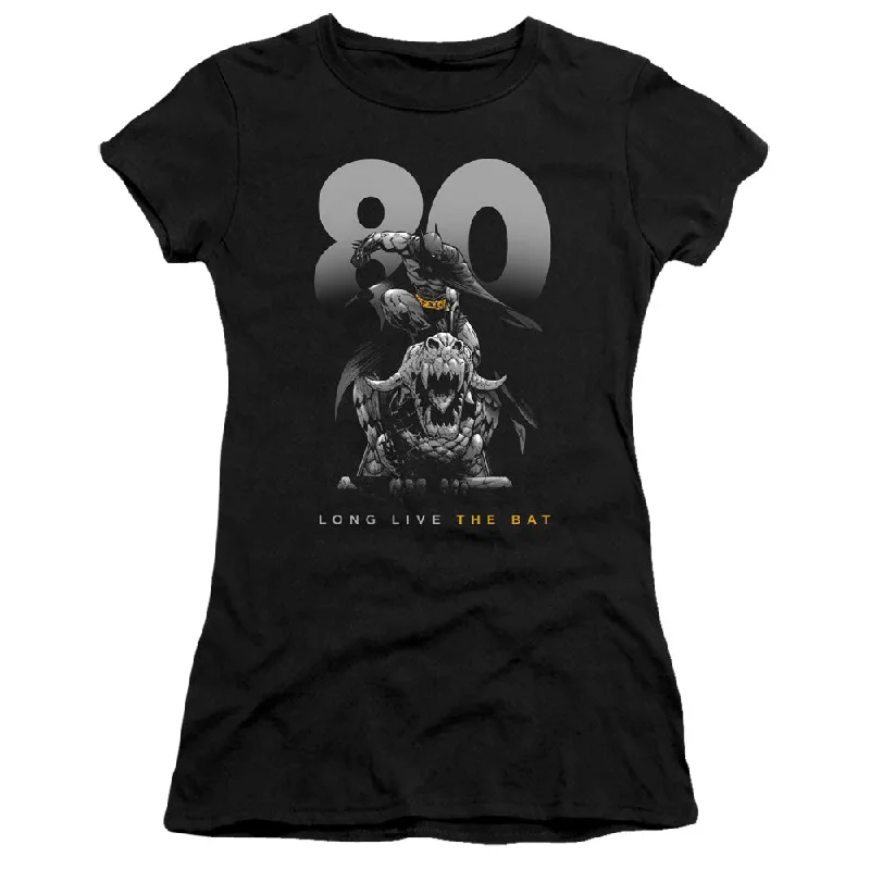 Batman Juniors T-Shirt 80 Years Long Live The Bat Black Premium Tee