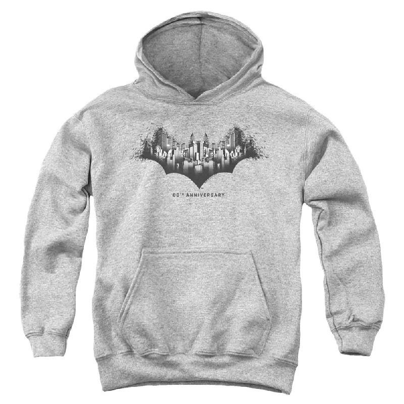 Batman Kids Hoodie 80th Anniversary Gotham City Heather Hoody